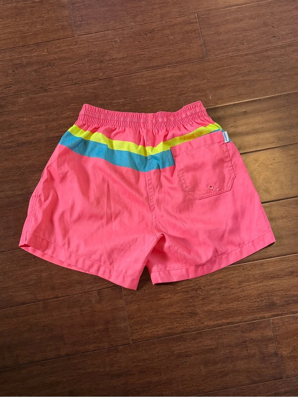 chubbies Pink Swim Shorts with Blue & Yellow Chevron
